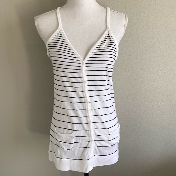 American Eagle Striped Button Up Tank - Picture 1 of 7